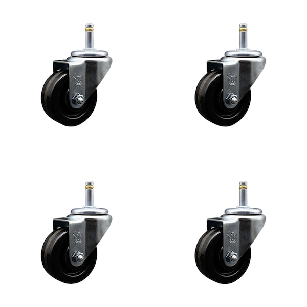 3'' Phenolic Wheel Swivel 7/16'' Grip Ring Stem Caster Set, 4PK